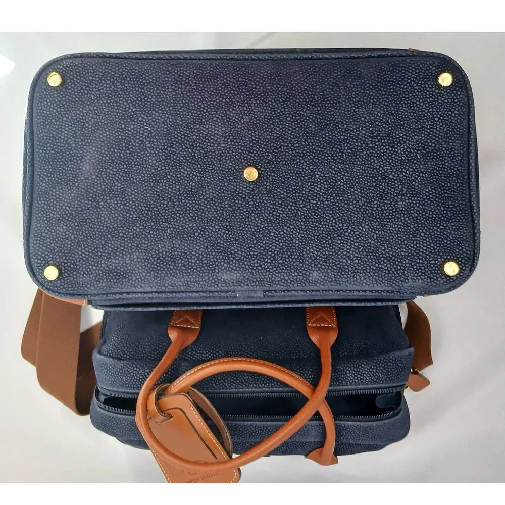 Bric's Dark Ocean Blue - Blue and Brown - Tuscan Train Beauty Case - Travel Bag - Picture 12 of 14